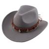 Summer Felt Cowboy Hat Men Women Couple Ethnic Rolled Brim Bohemian Fedora Sun Cap for Outdoor Beach
