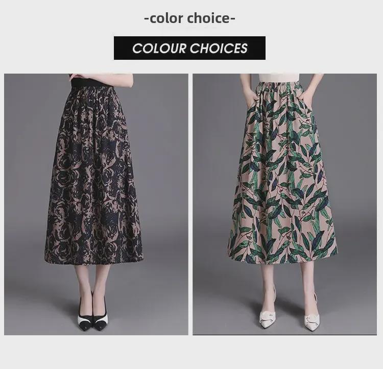 Dámská bohémská květinová áčková midi sukně z bavlny a lnu