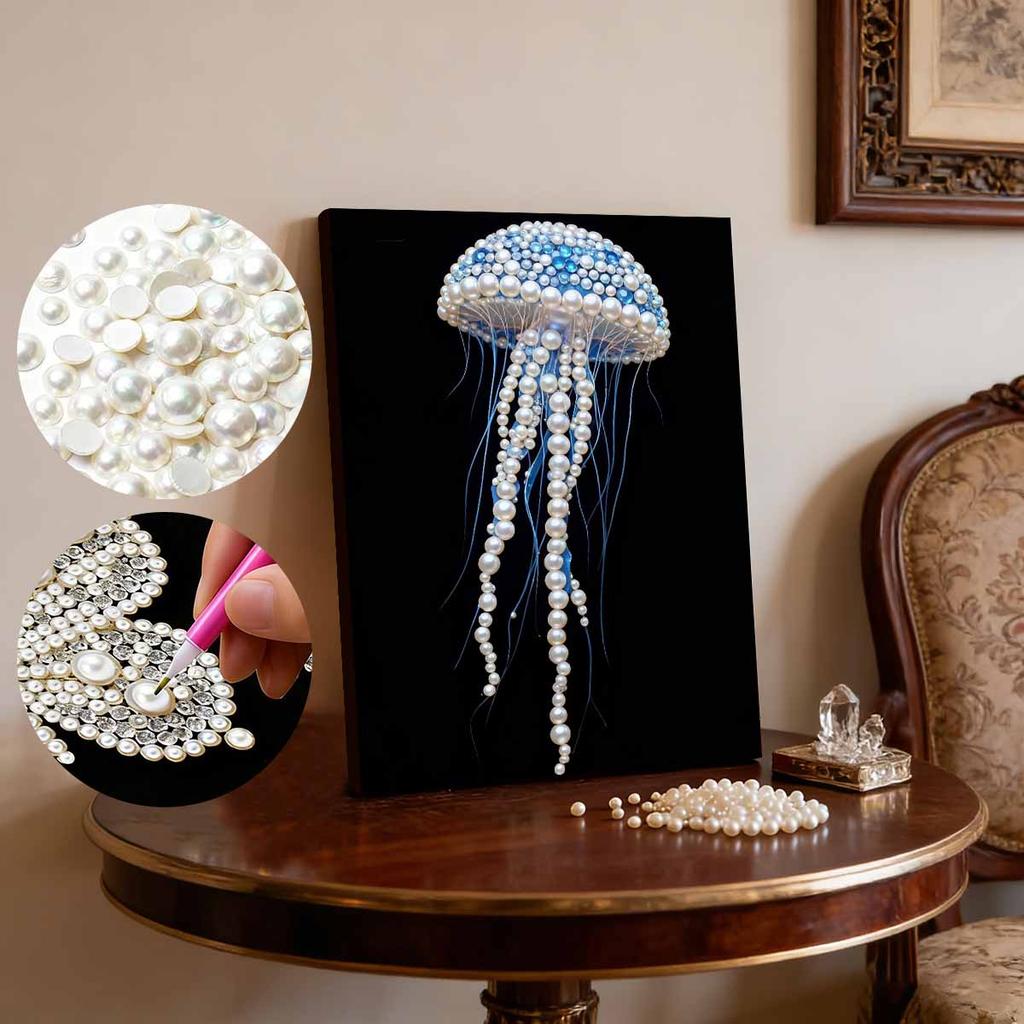 DIY Diamond Art Pearl Painting Kit for Adults,Jellyfish Special Shaped Pearl Art Painting Wall for Home Office Decor Handmade Gift