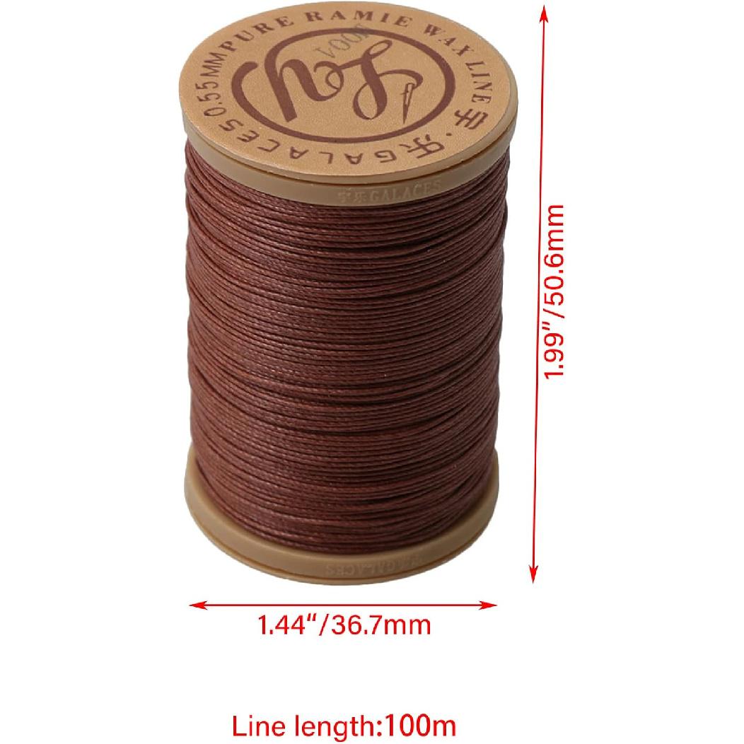 

Brown 0.55mm 100m Linen Waxed Wax Thread Cord Sewing for Leather Caft Stitching