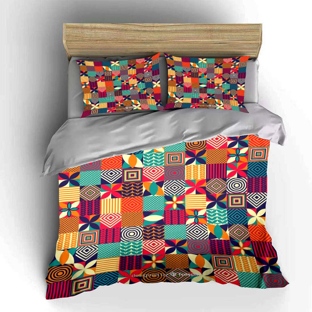 Colorful Geometric Pattern Set Bedding set (1 duvet cover, 2 pillowcases, duvet not included)