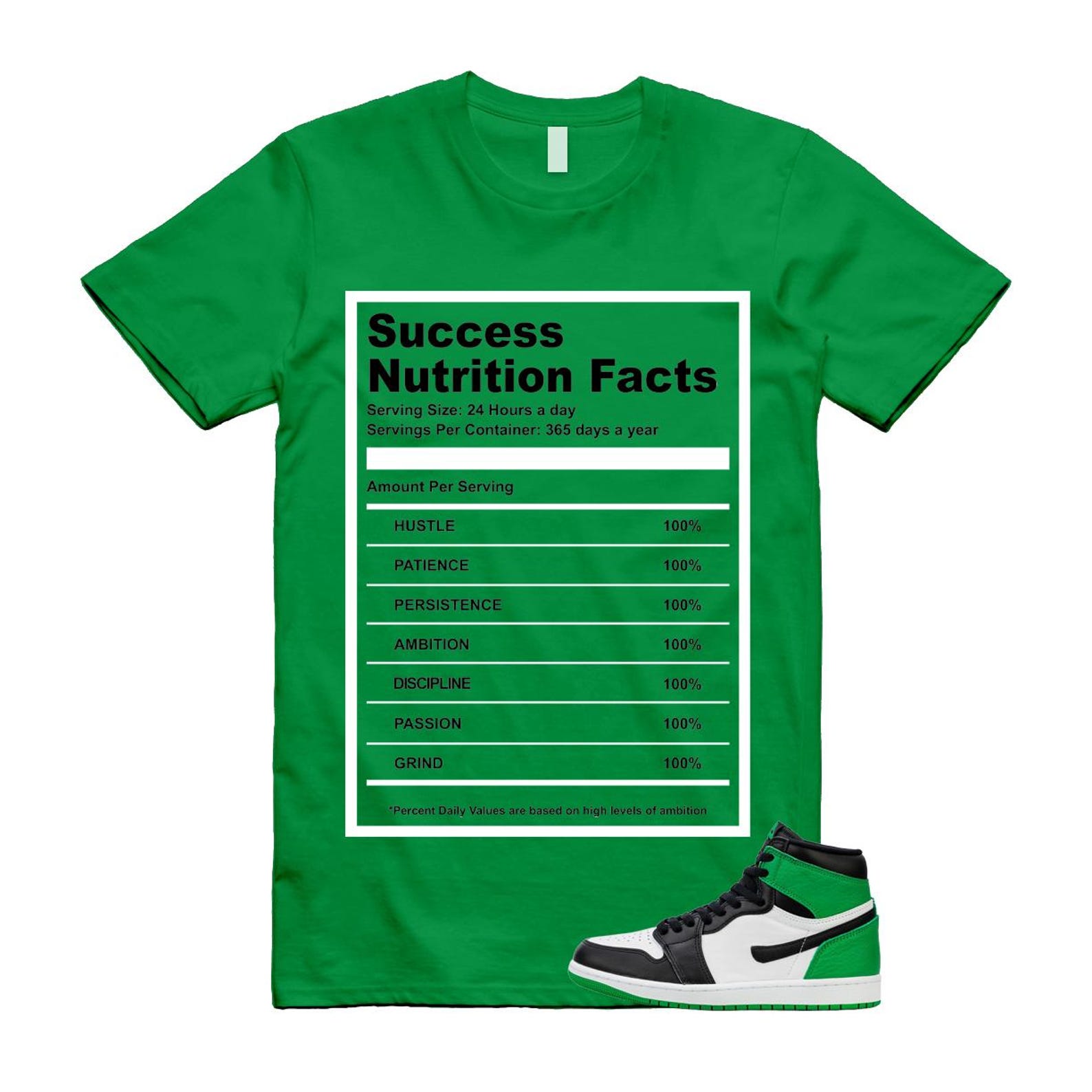 1 Lucky Green White Black High T Shirt Match SUCC L