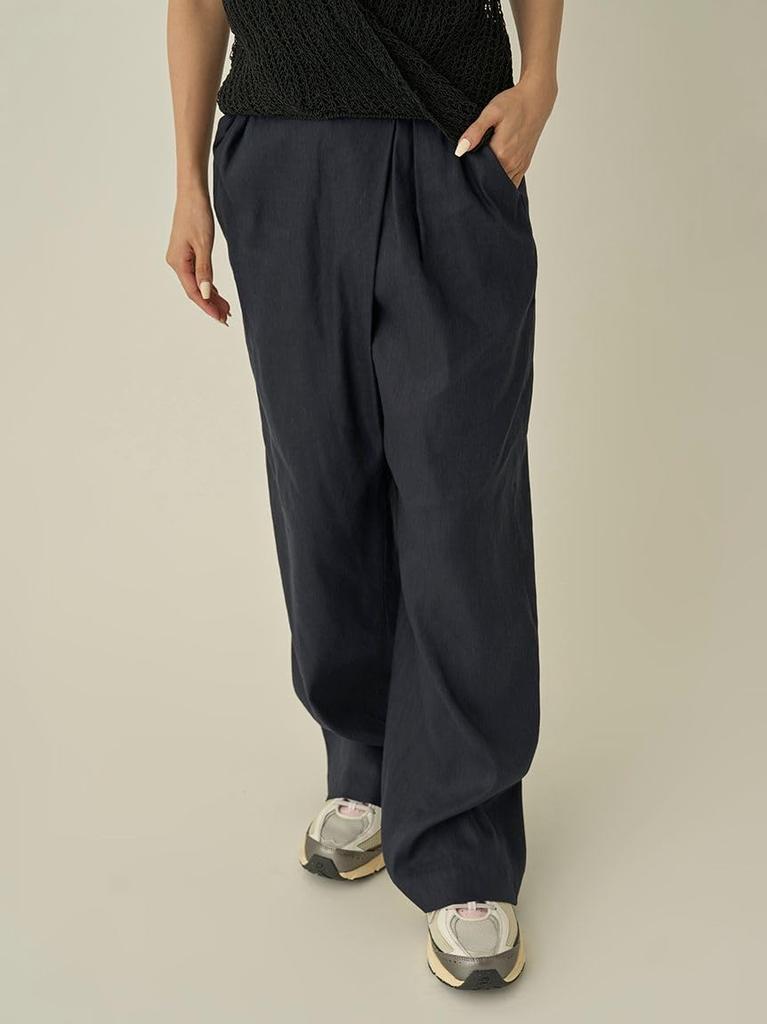 Emi Linen Blend Wrap Wide NVY Women's Pants, 13WFP252009,