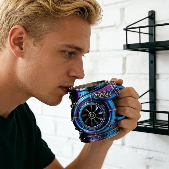 V8 Engine Stainless Steel Cup Car Engine Coffee Mug with Insulated Handle Automotive Engine Water Drinking Cup Mechanics Car Lovers Gifts