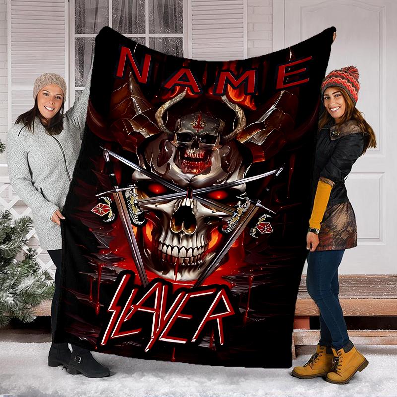 Personalized Custom Name Blanket - Slayer logo Print Design,Blanket for Sofa,Bed,Travel,Camping - Soft and Warm, Great Gift