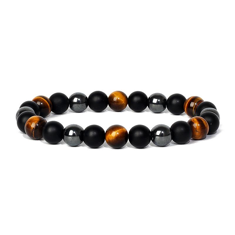 Facted Obsidian Hematite Tiger Eye Bracelets for Magnetic Health Protection Soul Jewelry Nature Stone Beads Bracelet Men Pulsera