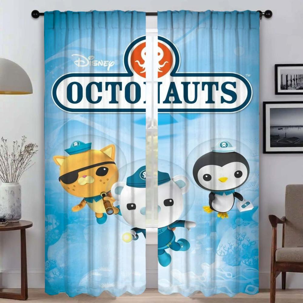 Kitchen Curtains 2 Pieces The Octonauts Shades Window Curtain for Room 2 Panel Home Interior Curtains Halloween Decoration Child