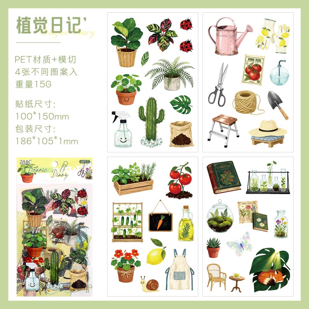 4/24sheets Creative Life Small Items Die Cutting PET Stickers DIY Diary Scrapbooking Materials Cute Stationery Stickers