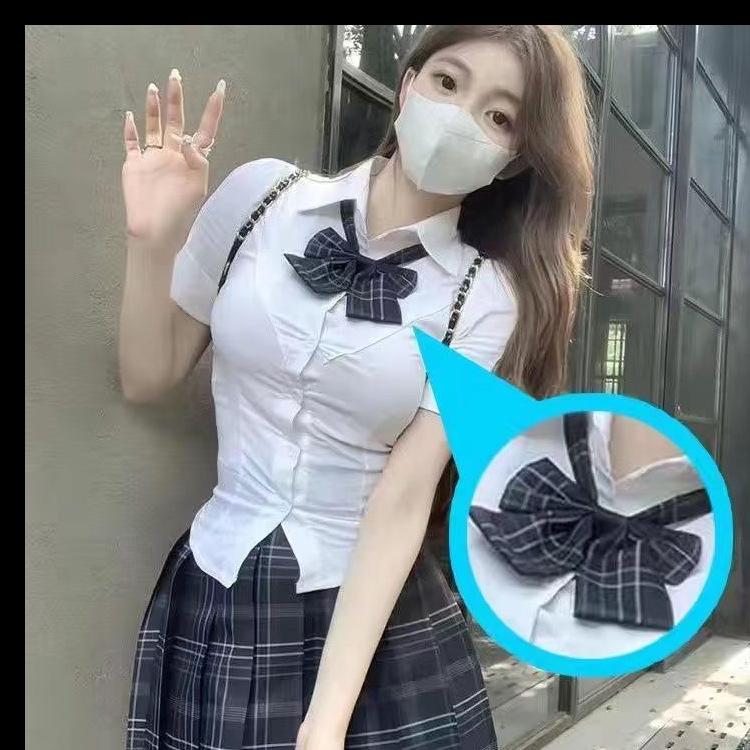 

Японский академический стиль Приталенная блузка-униформа JK - Женский универсальный топ с коротким рукавом S