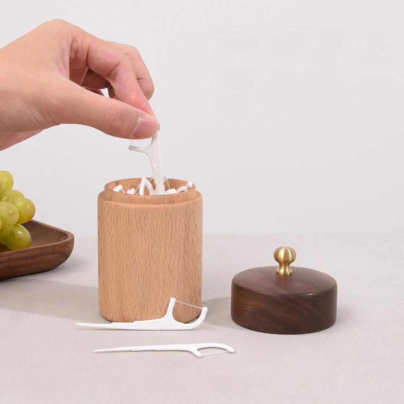 HeMu Solid Wood Toothpick Box for Home High-end Creative High-end Cotton Swab Box Convenient Toothpick Box
