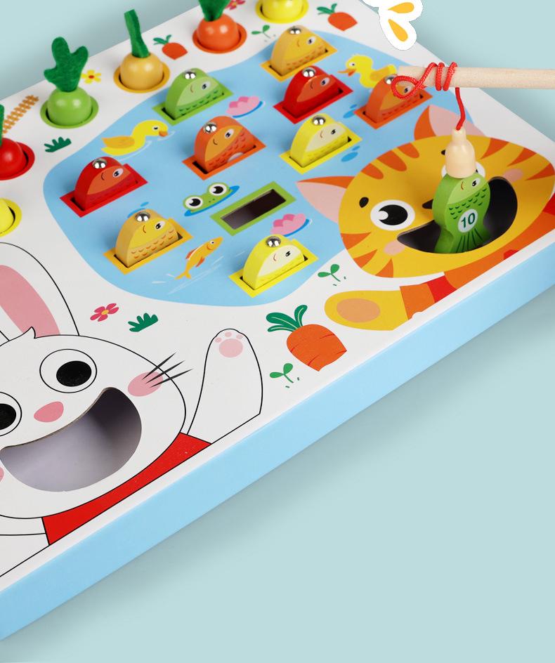 Wooden Magnetic Fishing & Counting Blocks Educational Toys for Toddlers 0-3