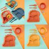 Cartoon Dinosaur Three Compartments Dinner Plate Spoon Fork Bowl Cutlery Set For Kids