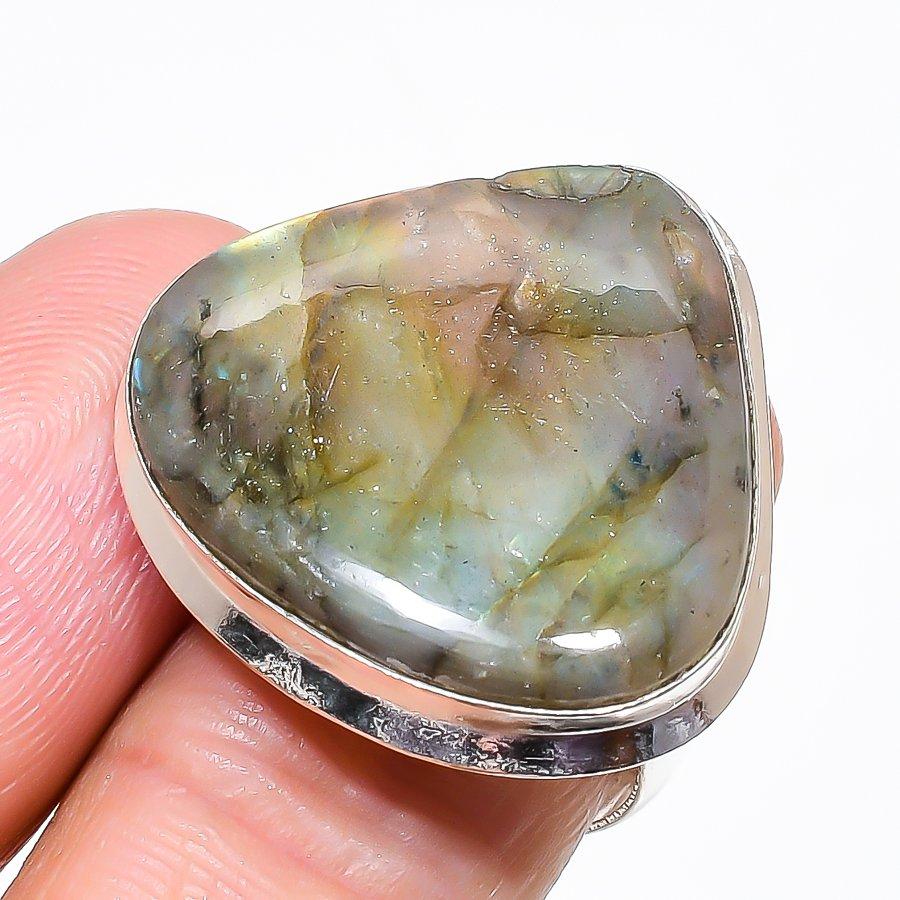Labradorite Gemstone 925 Sterling Silver Jewelry Ring Size Adjustable KJ-284