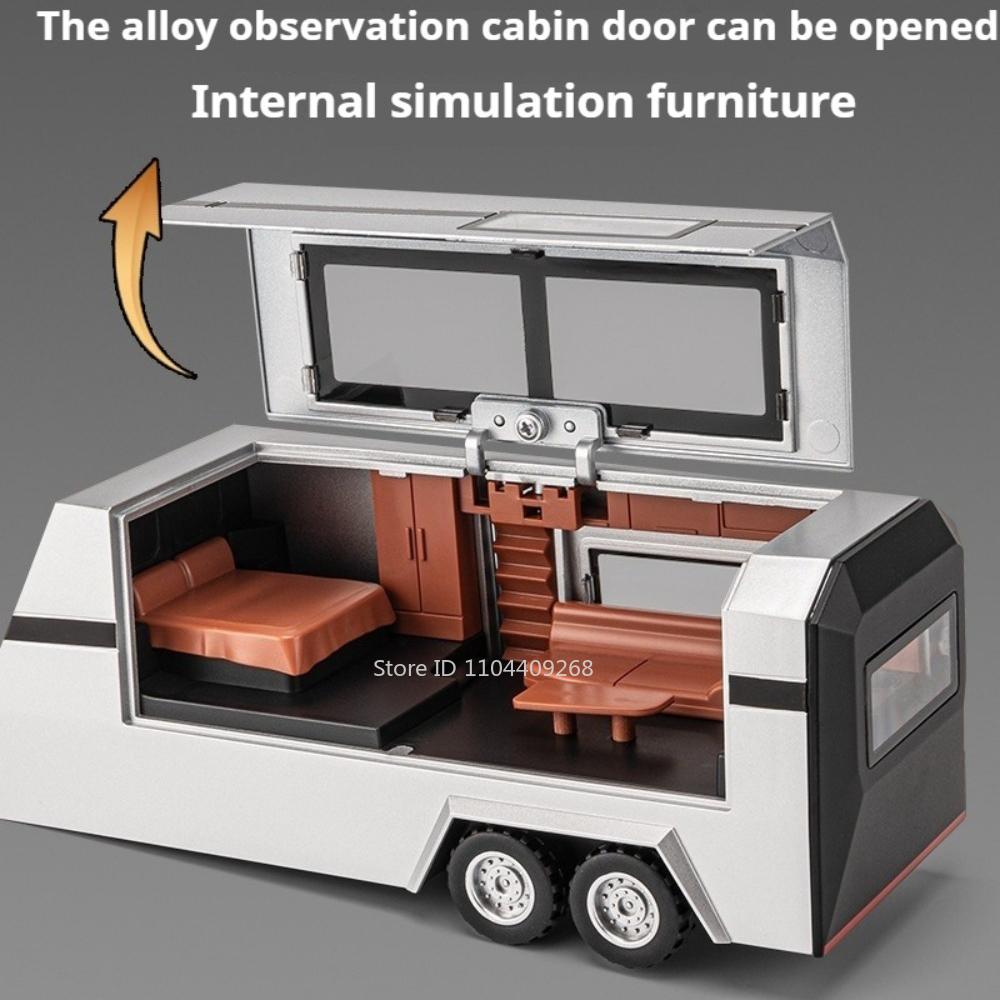 Scale 1:32 Pickup Model Cartoon Bear Car Toy Sound Light Pull Back Doors Opened Miniature RV Models Home Decor Decoration