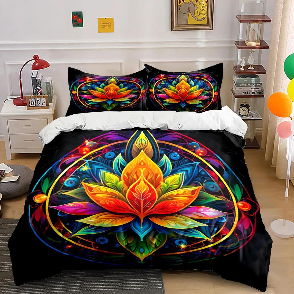 Colorful Mandala Art Decor Set Soft Comfortable Duvet Cover Bedding Set Included 1*Duvet Cover & 2*Pillowcases gift