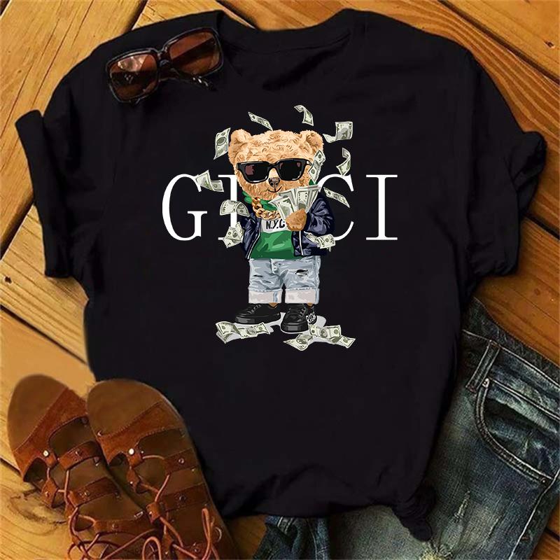 Clothes Ladies Summer T Clothing Print Fashion Casual T-shirts Golf Bear Letter 90s Trend Cute Short Sleeve Women Female Graphic