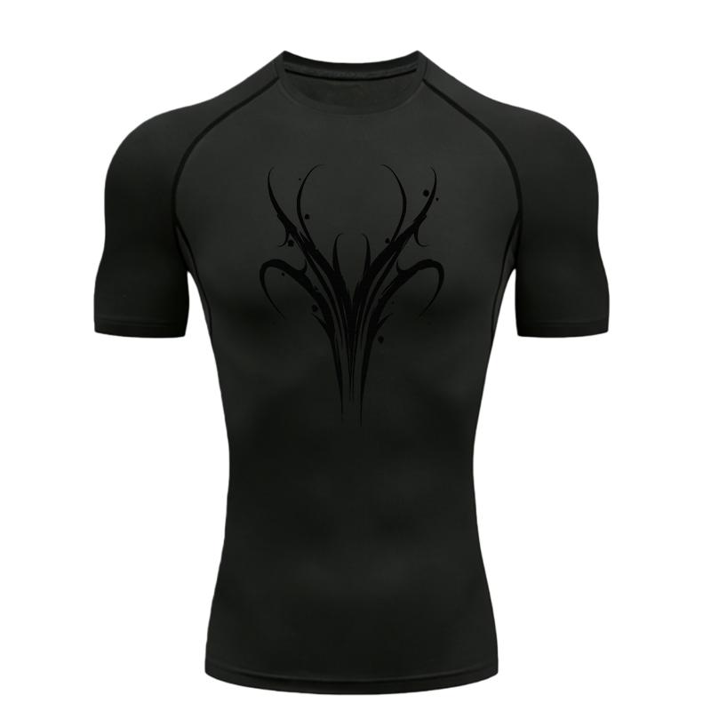 Exquisite Patterned Pattern  Men's Sports T-shirt Training Fitness Compression Rashgard Tops Jogging T-shirt Workout T-Shirt