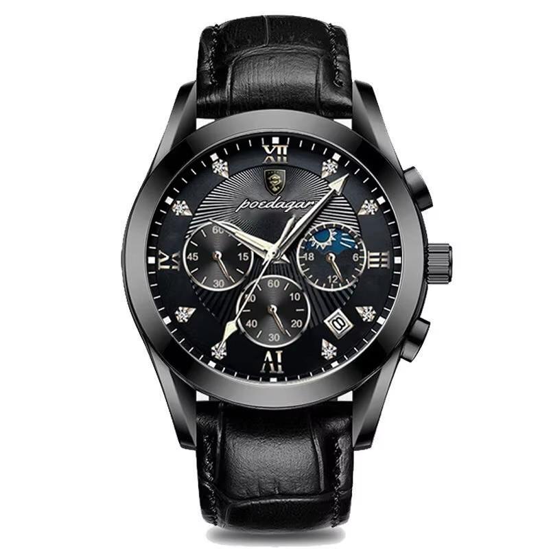 Poedagar 820  Custom Men Quartz Watch Leather & Stainless Steel Strap Sport Business Watch Bulk /ODM Wristwatch