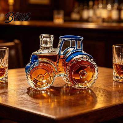 Bar Decorative Bottle Tractor-Shaped Whiskey Bottle Vehicle Shaped Glass Container Clear Wine Decanter Liquor Flask for Home Kitchen with