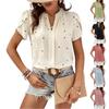 Women's Fashionable V Neck Heart-shaped Printed Petal Short Sleeved Shirt With Temperament Top