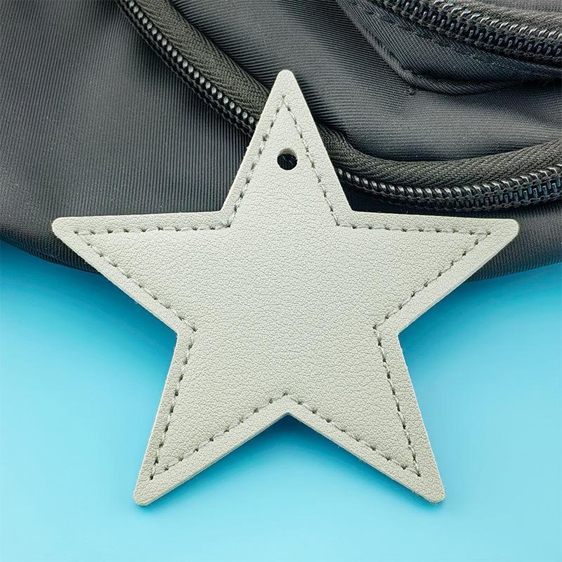 Spot Solid Color Leather Pentagram Keychain Pendant Simple Star Pu Leather Pendant Keychain High Sense