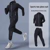 Men's Quick-Dry Hooded Jacket & Pants Running Set - Breathable, Sweat-Absorbing Training Outfit for Spring and Autumn