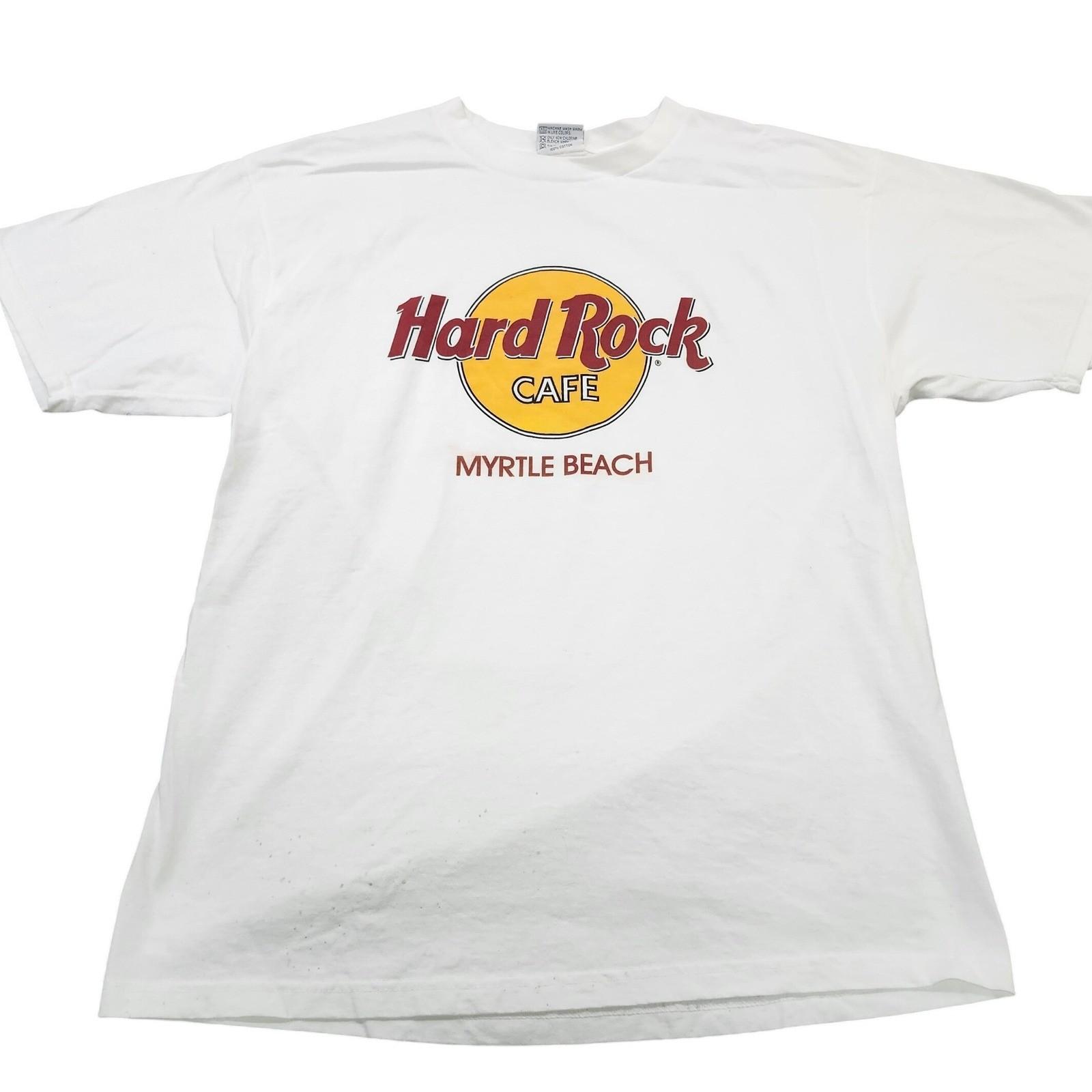 Vintage Hard Rock Cafe Myrtle Beach White Large Made in USA 90s Graphic Unisex T-Shirt S