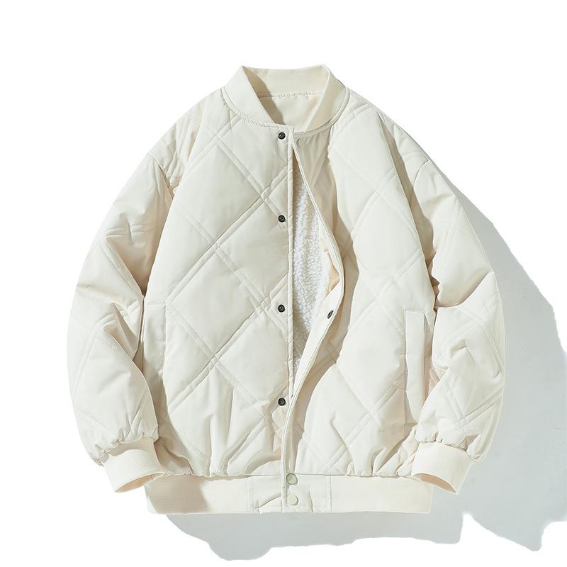 

Winter Cotton Clothes Men s American Trend Velvet Thickened Loose Warm Jacket Boys Retro Baseball Collar Windproof Jacket 2XL