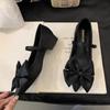 Fashion SUOJIALUN 2025 Spring New Brand Women Flat Shoes Fashion Big Bow-knot Ladies Elegant Mary Jane Shoes Square Low Heel Boat Shoes