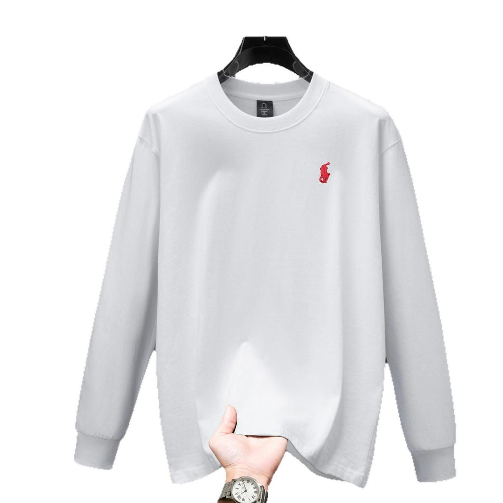 Men's 2025 Heavyweight Embroidered Long Sleeve Hoodie - Autumn/Winter Fashion Round Neck T-shirt