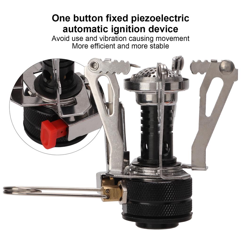 Mini Gas Stove Folding Piezoelectric Ignition Stable Support Portable Camping Stove for Outdoor Hiking