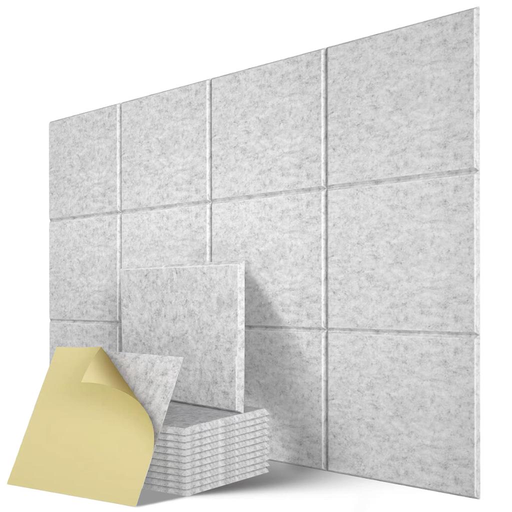 MIKISHO Sound-Absorbing Material, Soundproofing Sheet, Soundproofing Sheet, Sound-Absorbing Board, Sound-Absorbing Panel (Gray, Set of 24)