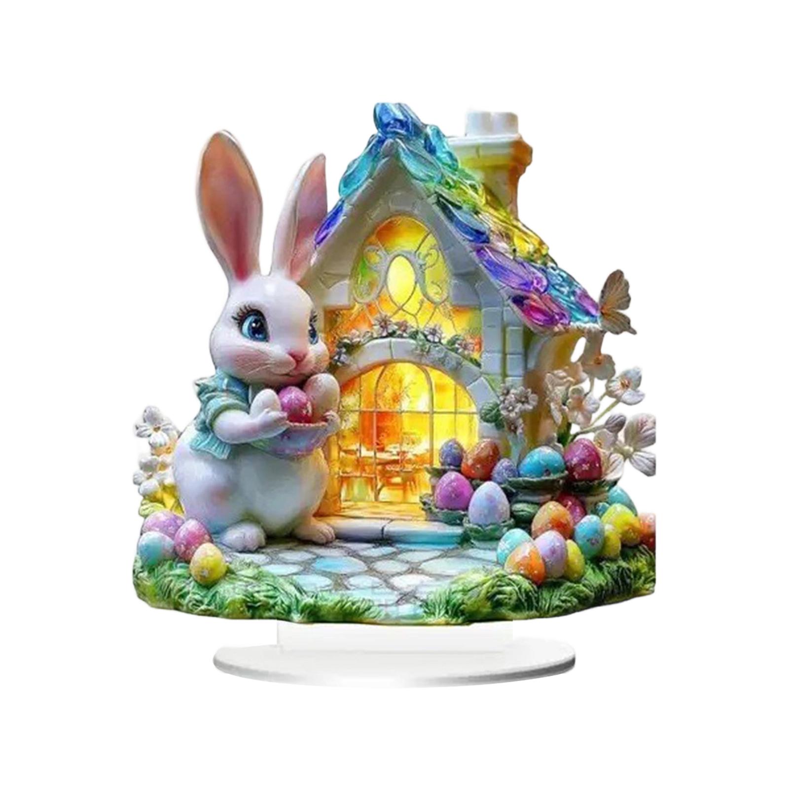 

Bunny Easter Decora Spring Ornament 2D Acrylic Desktop Ornament Accessories For Living Room Holiday Party Supplie()