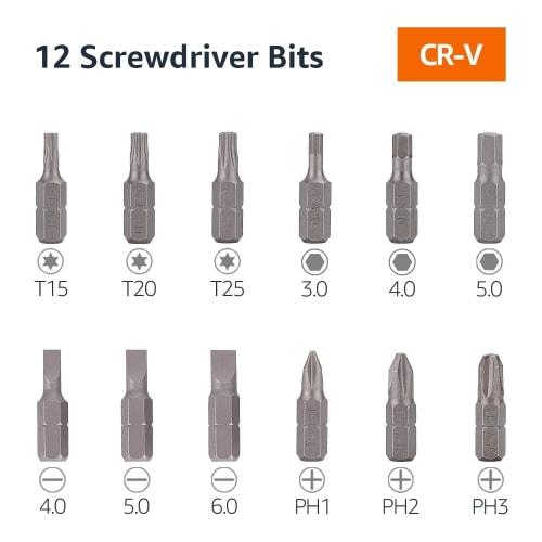 Basic Magnetic Ratchet Screwdriver 12-in-1 (Set of 12), Blue, Black