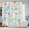 Colorful Flower Shower Curtain Decorative Bathroom Rug Set Waterproof Fabric Home Textiles Pink Blue Green White (180x245cm)