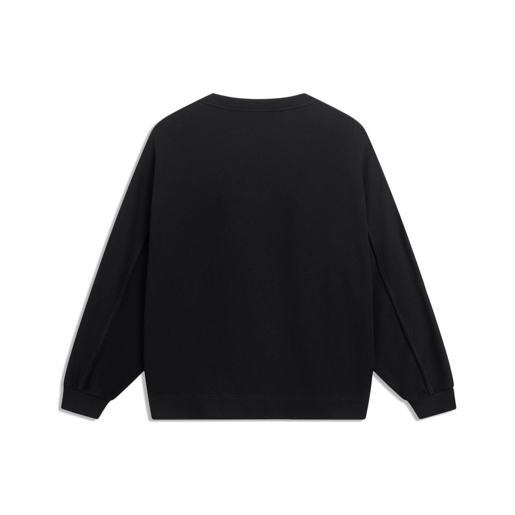 Li-Ning Cf Trace Series Letter Print Pullover Long Sleeve Sweatshirt Unisex Tops Black AWDT571-1