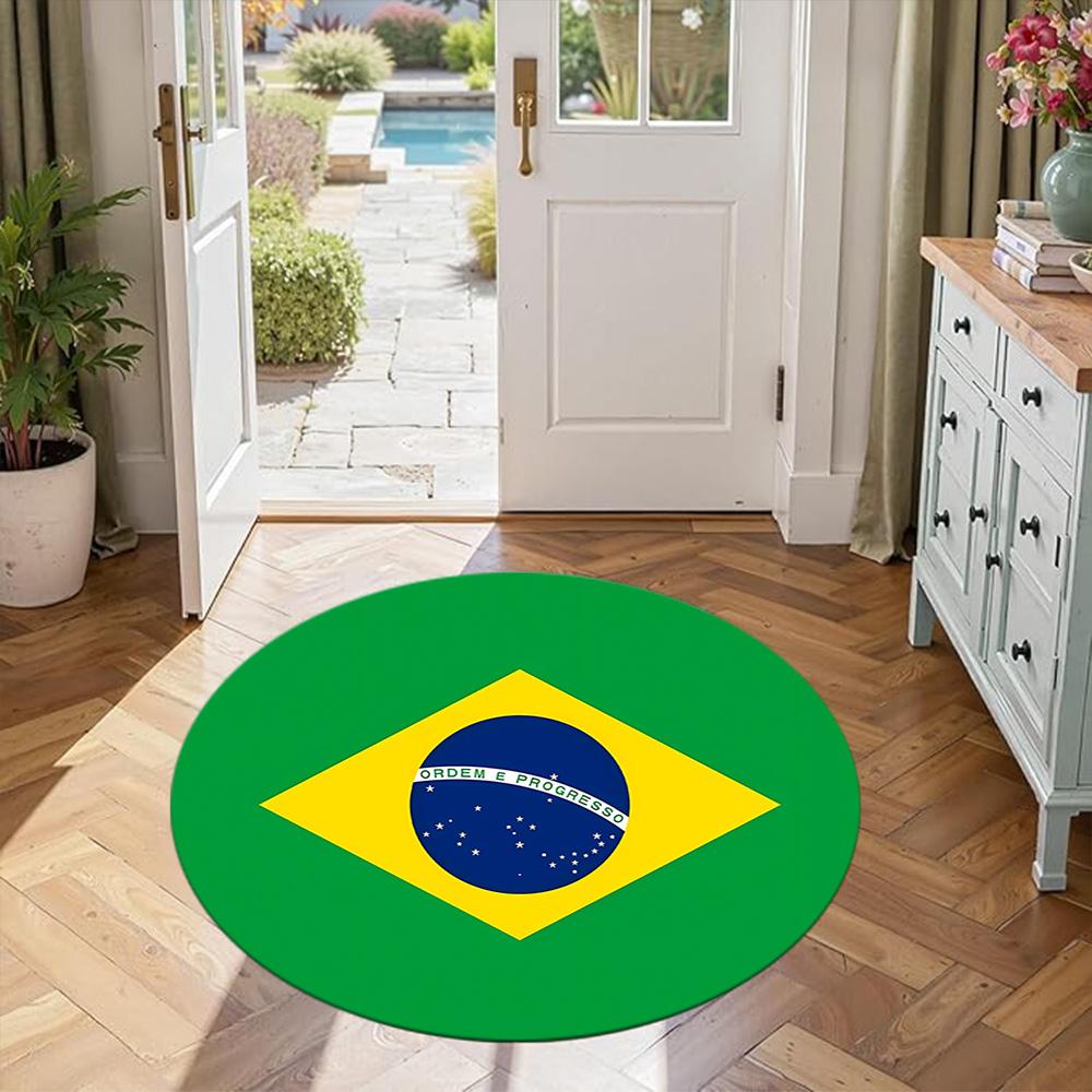 Flag Round Area Rug Suitable for Game Room Dining Room Balcony Dormitory Anti-slip Round Rug Decorate Offices Spiritual Gift