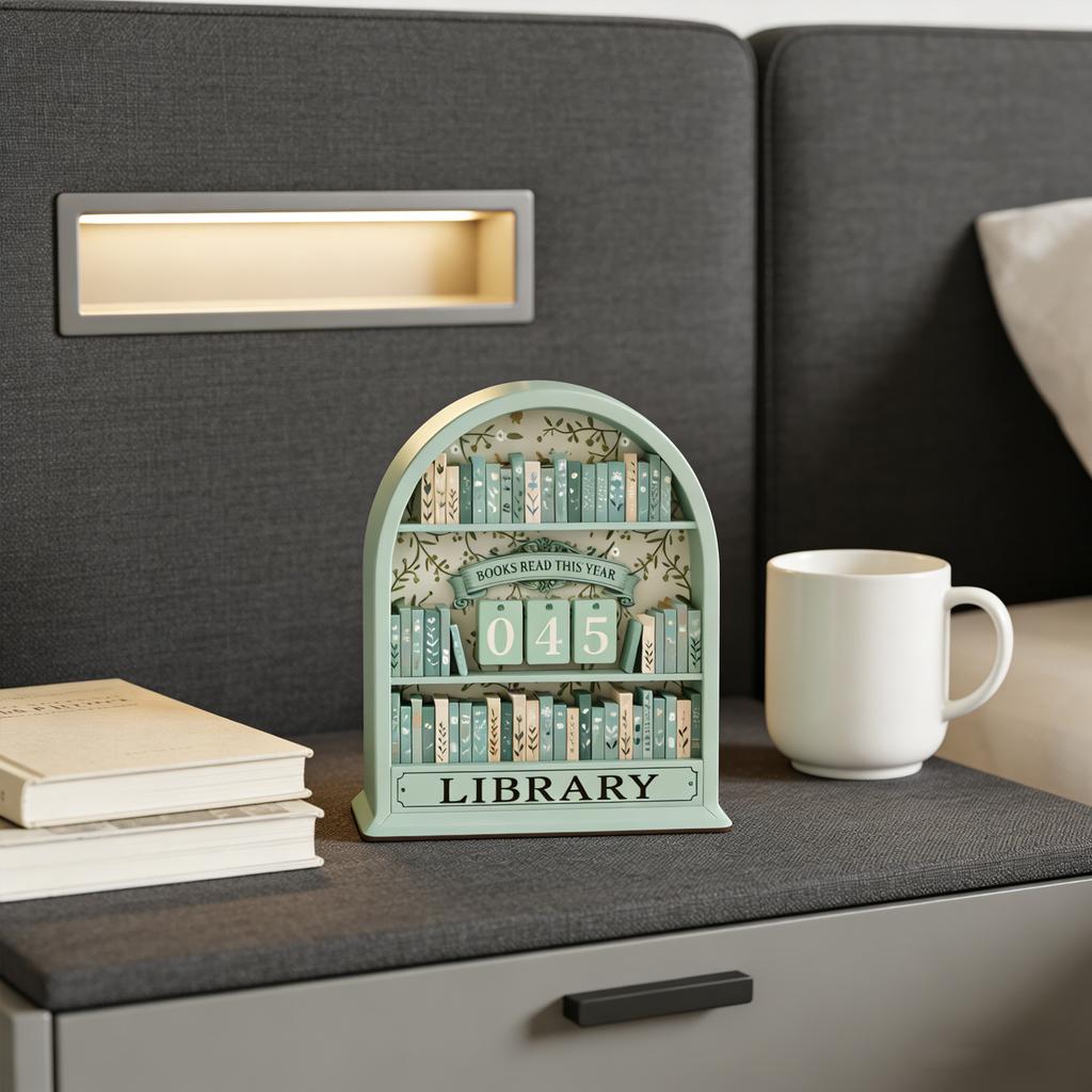 Wooden Bookshelf Display with Reading Counter Decorative Shelf Single Layer 0 5cm Thick Book Holder for Home Office Library