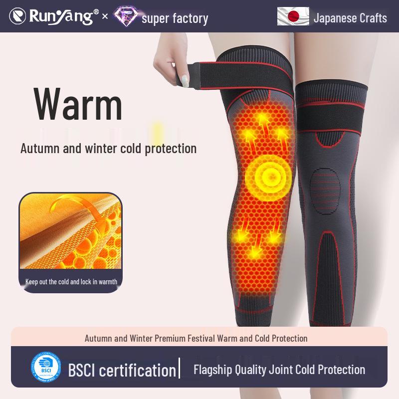 

Full-Length Knitted Knee Sleeves: Anti-Slip, Warm, Protective for Running & Cycling L Single