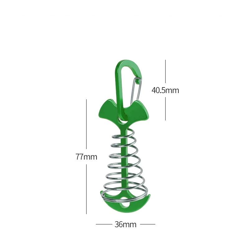 

Якорные колышки для кемпинговой палубы, ветрозащитные колышки для палатки из рыбьего сплава из алюминиевого сплава, крючки для палатки с дощатым полом, фиксированные гвозди с пружинной пряжкой зелёный