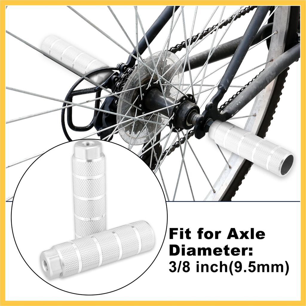BULLSPANN Set of 4 Aluminum Alloy Rear Foot Pegs Footrest Universal Silver Tone for