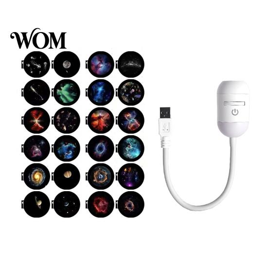 Relaxing Ambient Night Light 2-In-1 Star Projector with Films, USB Starry Sky Party for Bedroom, Mini LED Ceiling Wall Projection Lamp 360 Degrees