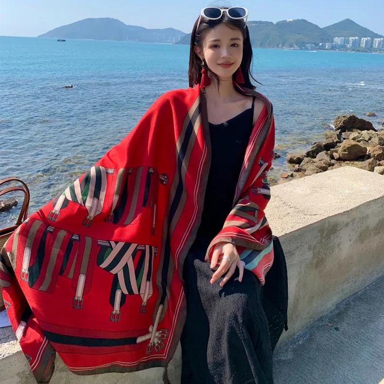 90x180cm Bikini Bathing Swimwear Cover Up Sarong Wrap Scarf Twill Cotton Pareo Beach Cover-Ups Women Large Beach Dress