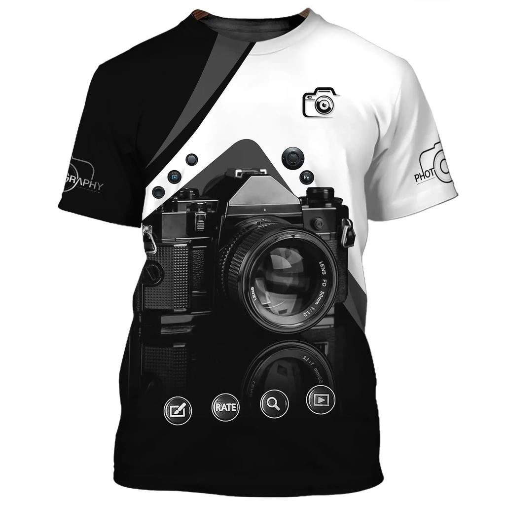 Fashion Camera Photography T-Shirts 3D Print Men's Short Sleeve T Shirt Streetwear Oversized Harajuku Y2k Tops Tees Men Clothing