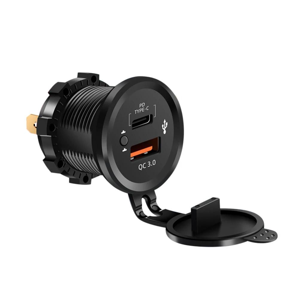 Dual USB Charger Socket Adapter Waterproof Power Outlet 4.2A LED Light for 12V/24V Car Boat Marine RV Motorcycle Truck