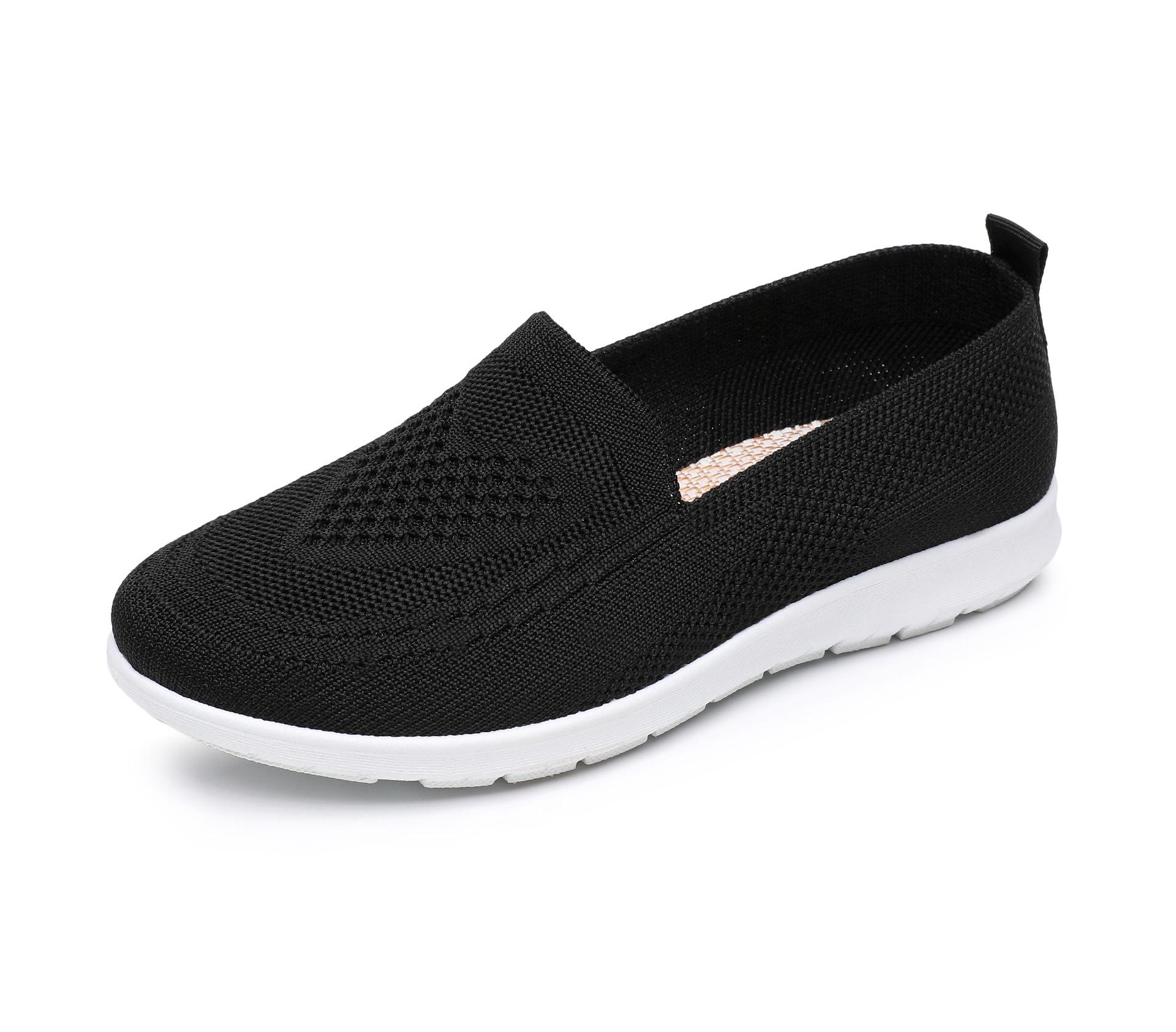 

Жіночі дихаючі slip-on балетки з Flyknit, великі розміри, повсякденний весняний стиль 37 чорний