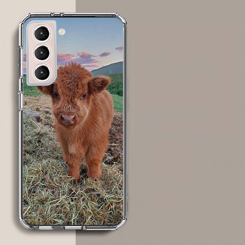 Cute Highland Cow Phone Case For Samsung Galaxy S25 Edge S24 S23 FE S21 S20 S10 Plus S22 S26 Ultra Cover Clear Cases TPU Capa Sh