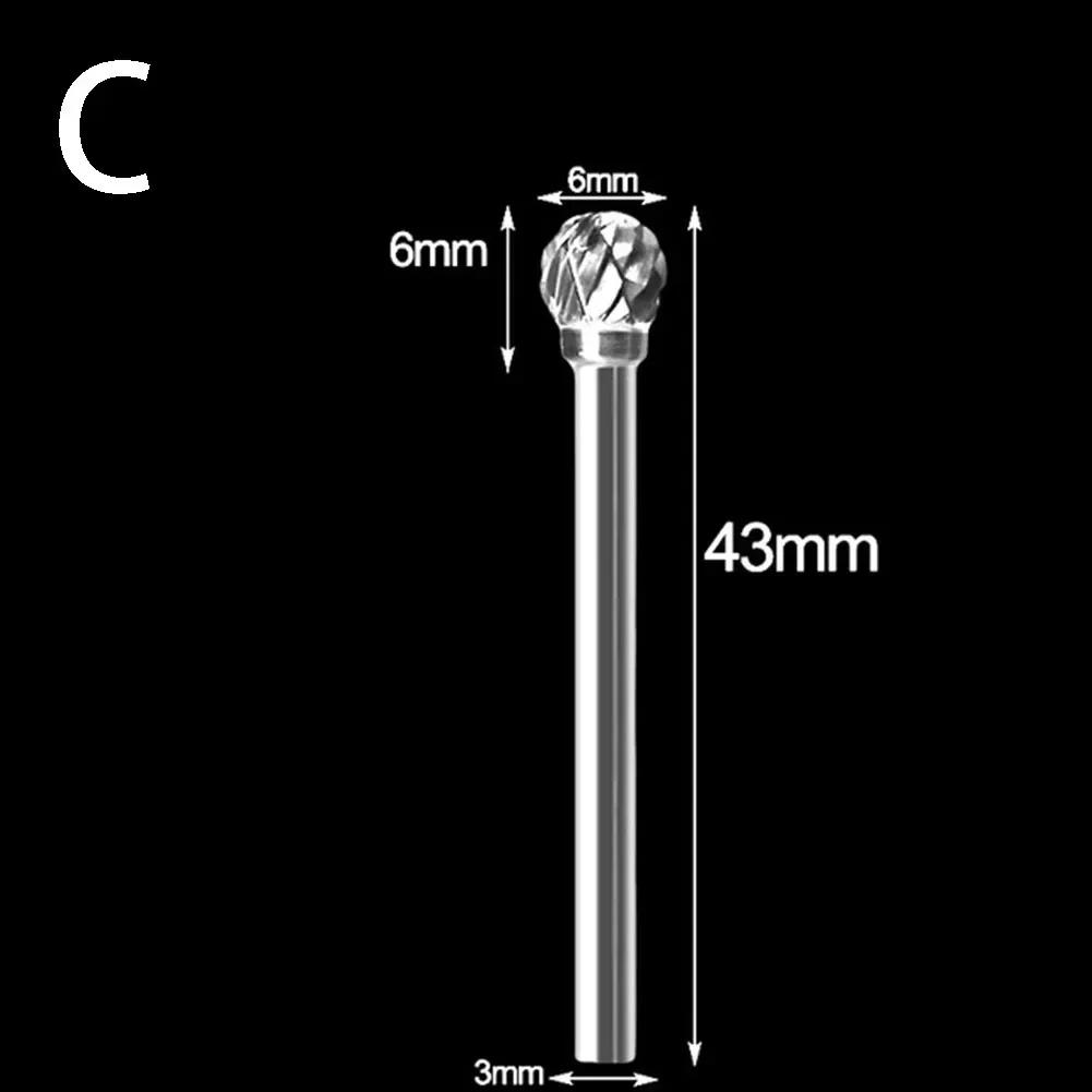 3x6mm Hartmetall-Fräser Rotationsfeile Bohrer Die-Grinder Schnitzwerkzeug Doppelschnitt Solide Elektrowerkzeuge Metall Holz Fräser