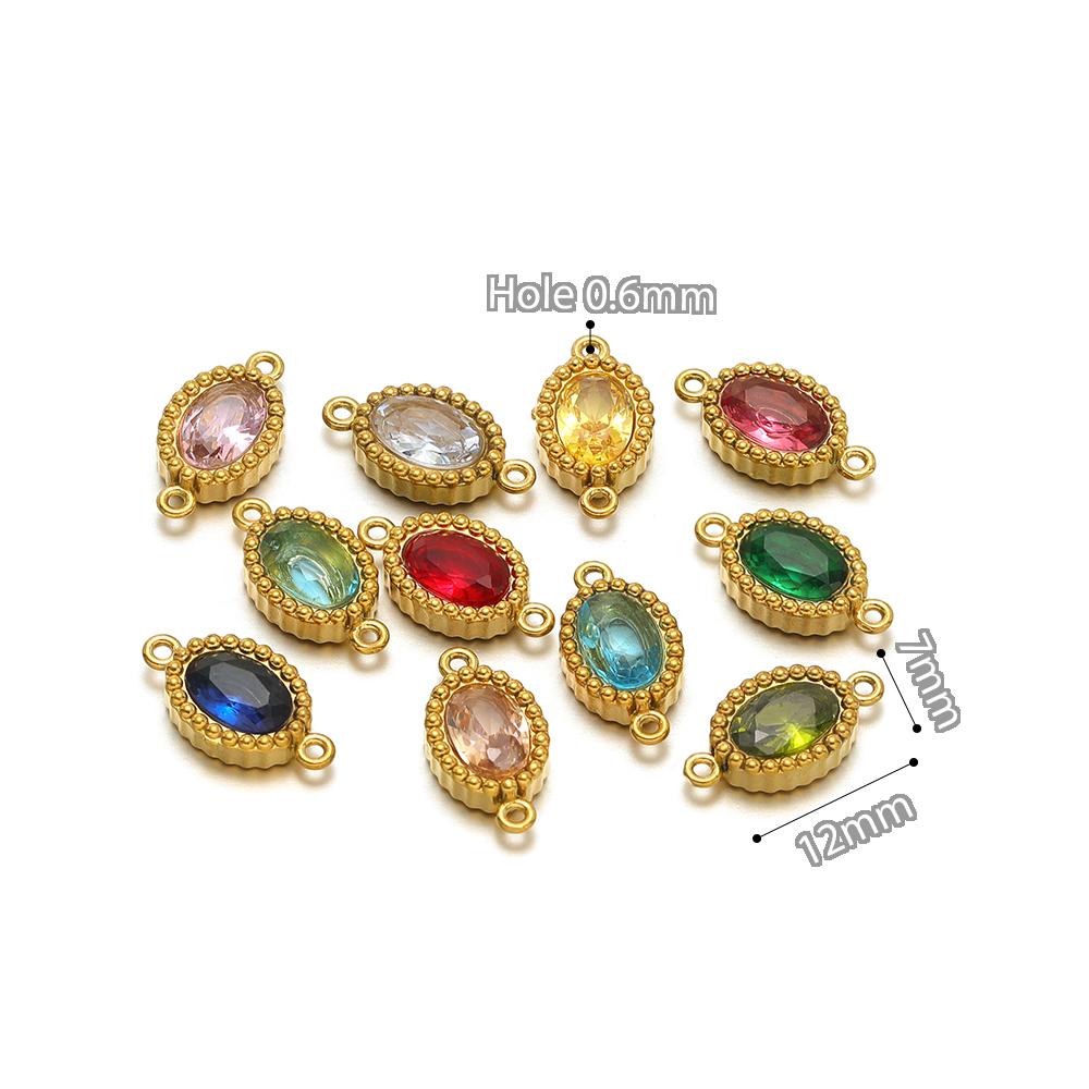 10pcs Stainless Steel Heart Square Zircon Connectors Charms for DIY Necklace Findings Jewelry Earrings Making Bracelets Supplies