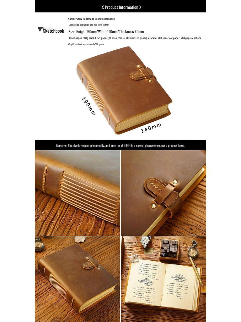 Handmade Genuine Leather Sketchbook & Diary
